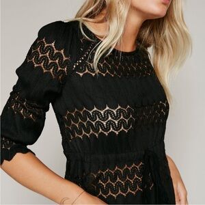 Free People Black Boho Fire Island Top